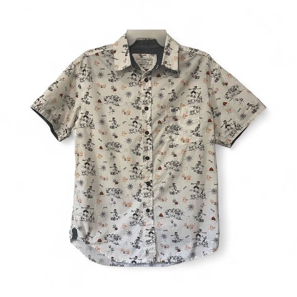 Eighth Avenue Men’s White Short Sleeve Button Skateboarding Skeleton Shirt M - Picture 1 of 4